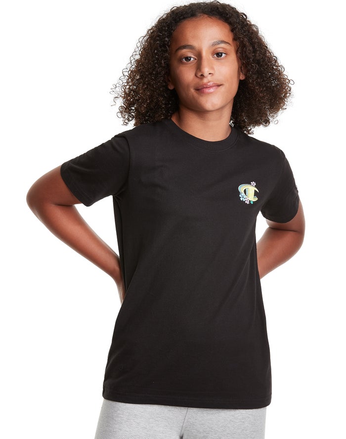 Champion Boys T-Shirt NZ - Classic Paradise Black ( 8603-YUGSV )